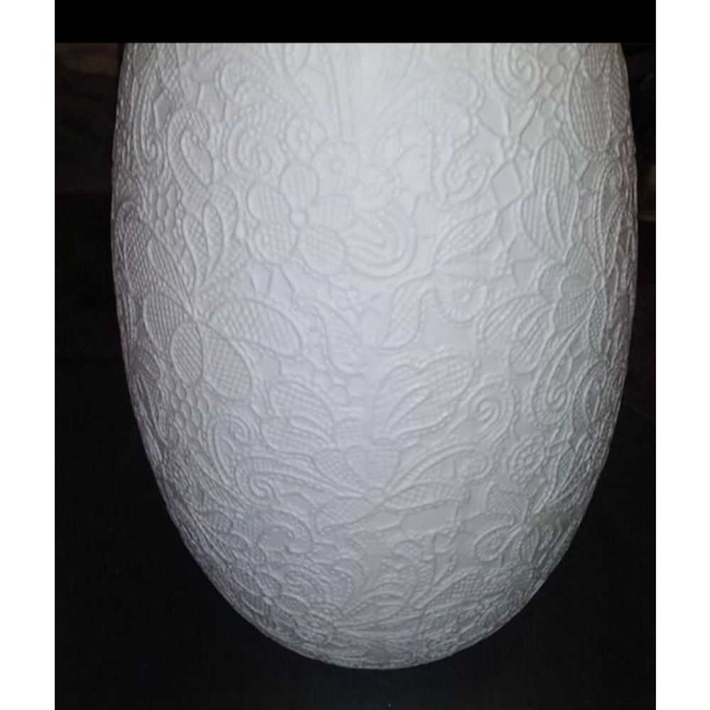 Soft White Parisian Etched Vase....  12"